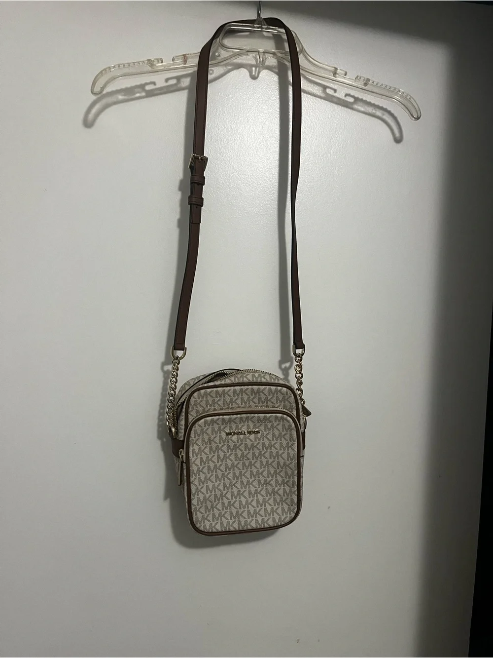 Brand New Michael Kors Beige and Brown MK Logo Crossbody Bag